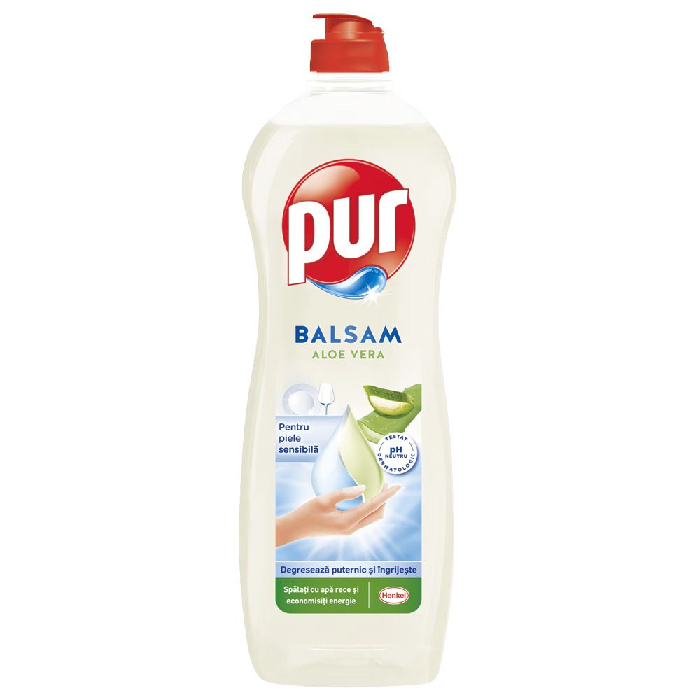 Pur Detergent Vase Lichid, Actiune Degresanta, Extract Aloe Vera, 750 ml