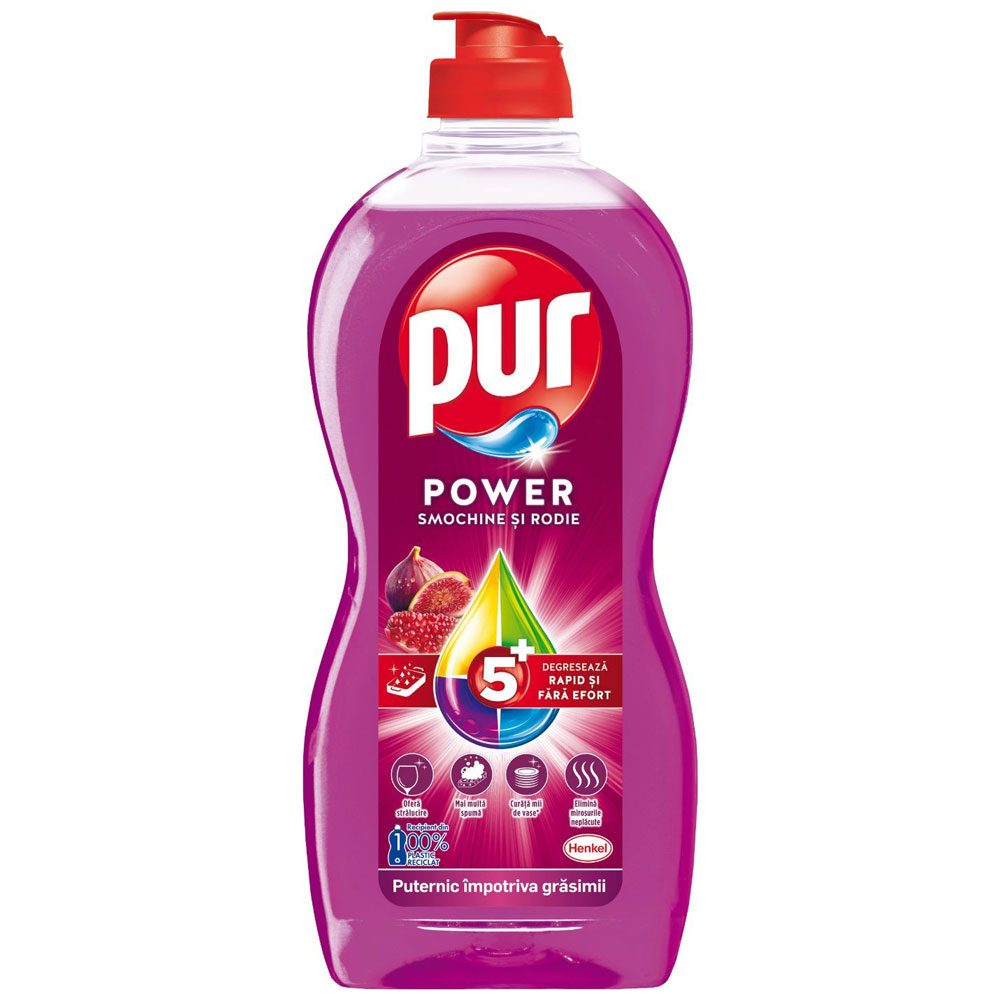 Pur Detergent Lichid Pentru Vase, Putere Degresantă, Parfum Smochine Și Rodie, Flacon 450 ml