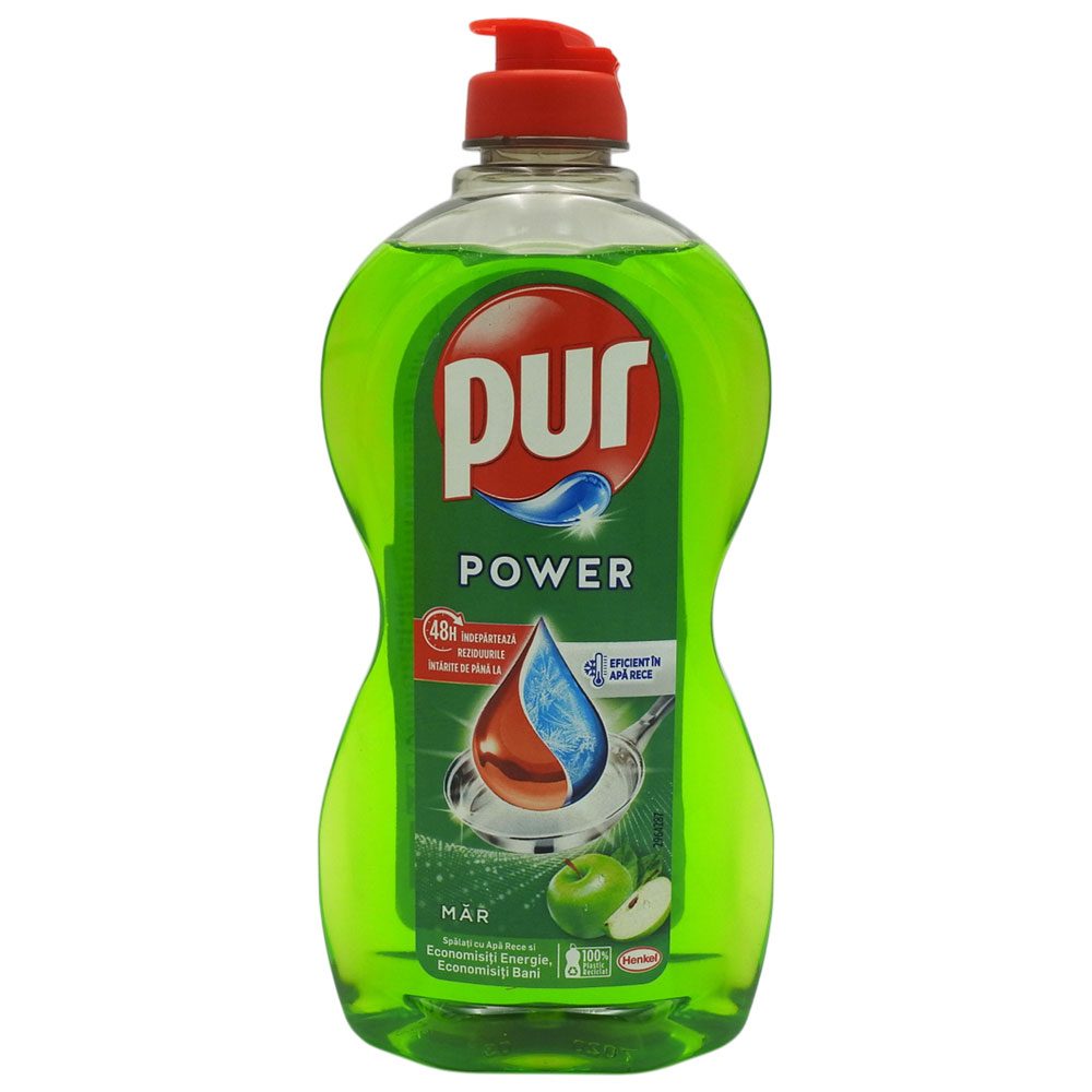 Pur Detergent Lichid de Vase, Putere Degresantă, Parfum de Mere, 450 ml
