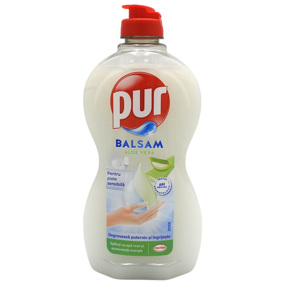 Pur Detergent Lichid Pentru Vase, Formula Balsam Cu Aloe Vera, Protectie Pentru Maini Sensibile, 450 ml