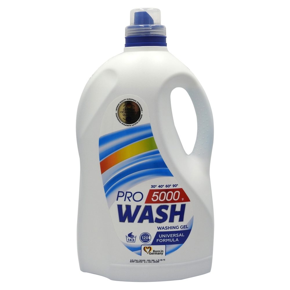 Detergent Lichid Pro Wash, Gel Concentrat Universal pentru Rufe, Formula Eficienta, 120 Spalari, 4.8 L