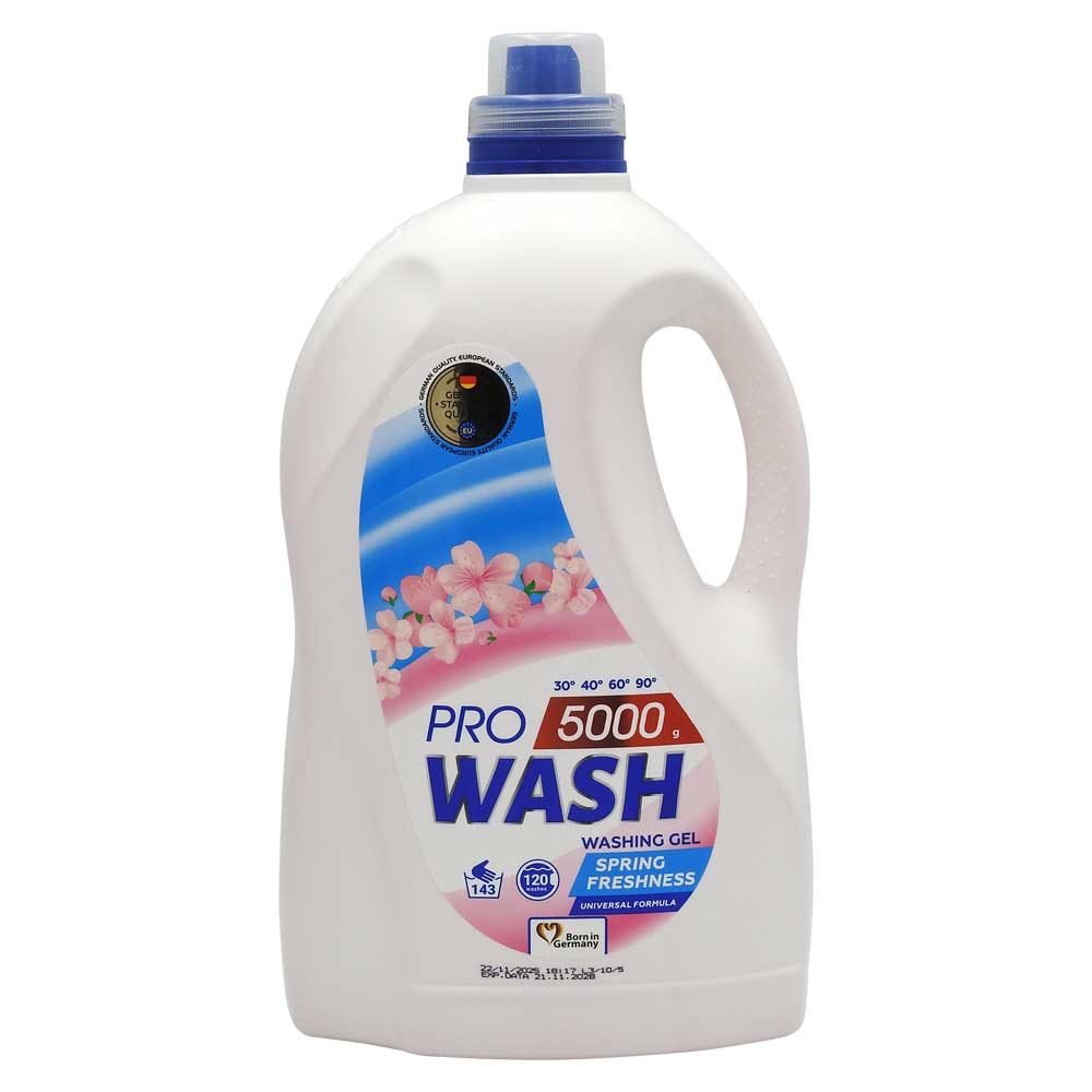 Pro Wash Detergent Lichid Rufe, Gel Concentrat 4.8 L, Parfum Spring Freshness, Eficient la Temperaturi Scăzute, 120 Spălări