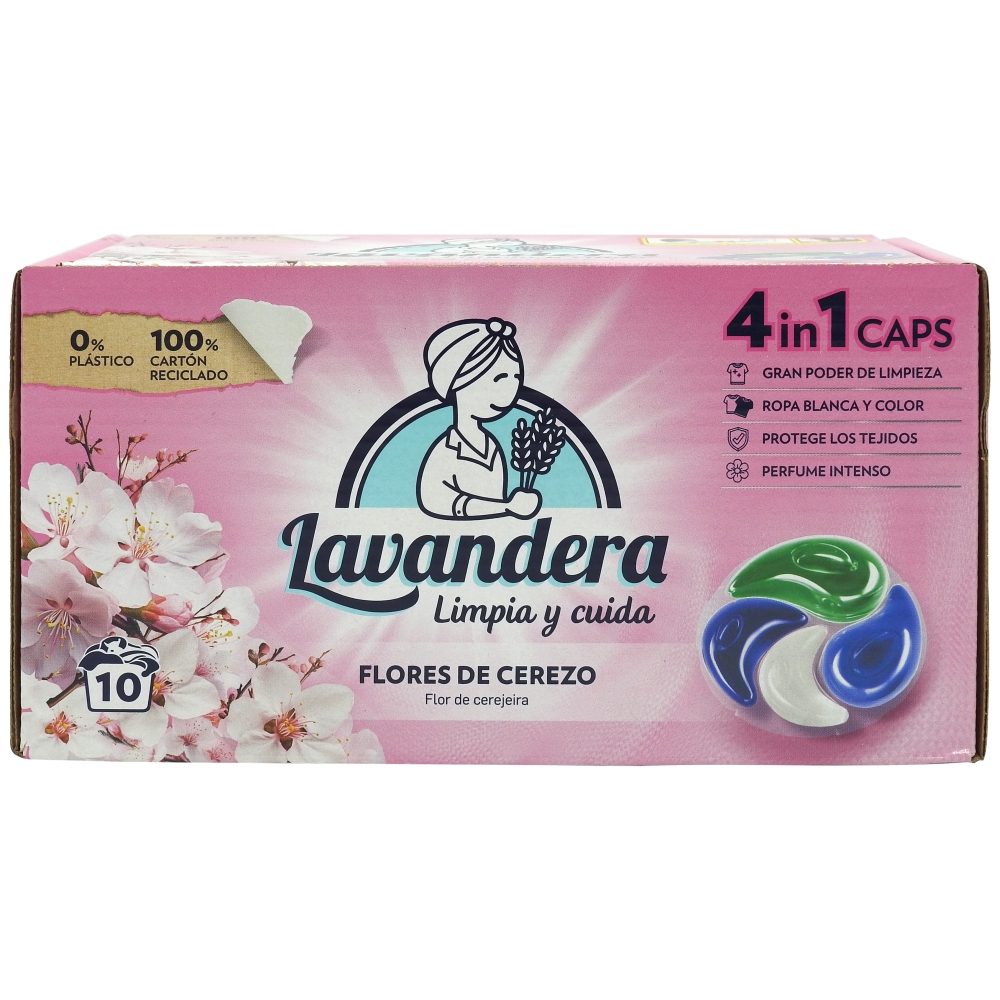 Lavandera Detergent Rufe Capsule, Parfum Flores de Cerezo, Actiune 3 in 1, Tehnologie de Curatare Profunda, 10 Bucati