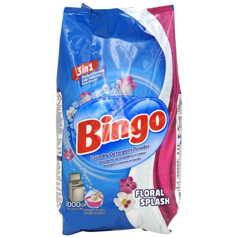 Detergent Pudra Pentru Rufe Bingo, Spalare Manuala, Parfum Floral Splash, 1 kg