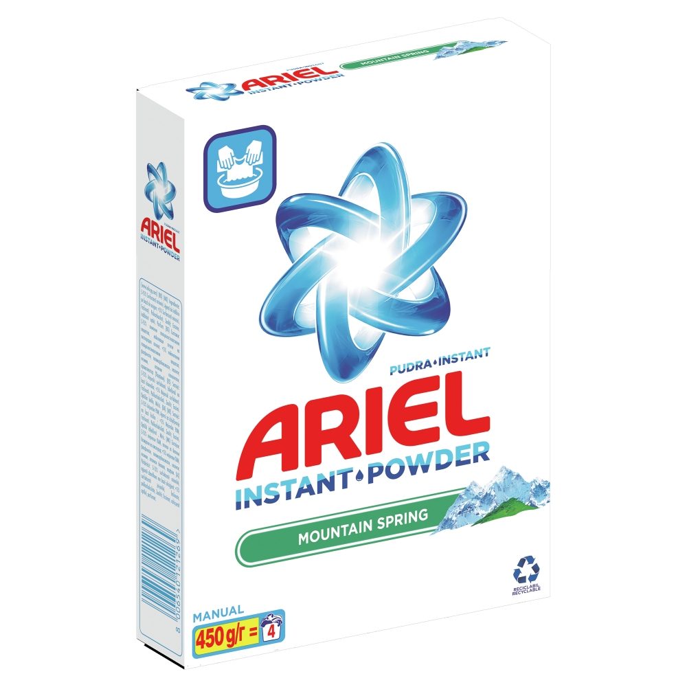 Ariel Detergent Pudră pentru Spălare Manuală, Tehnologie Instant Powder, Îndepărtare Pete, 450 g