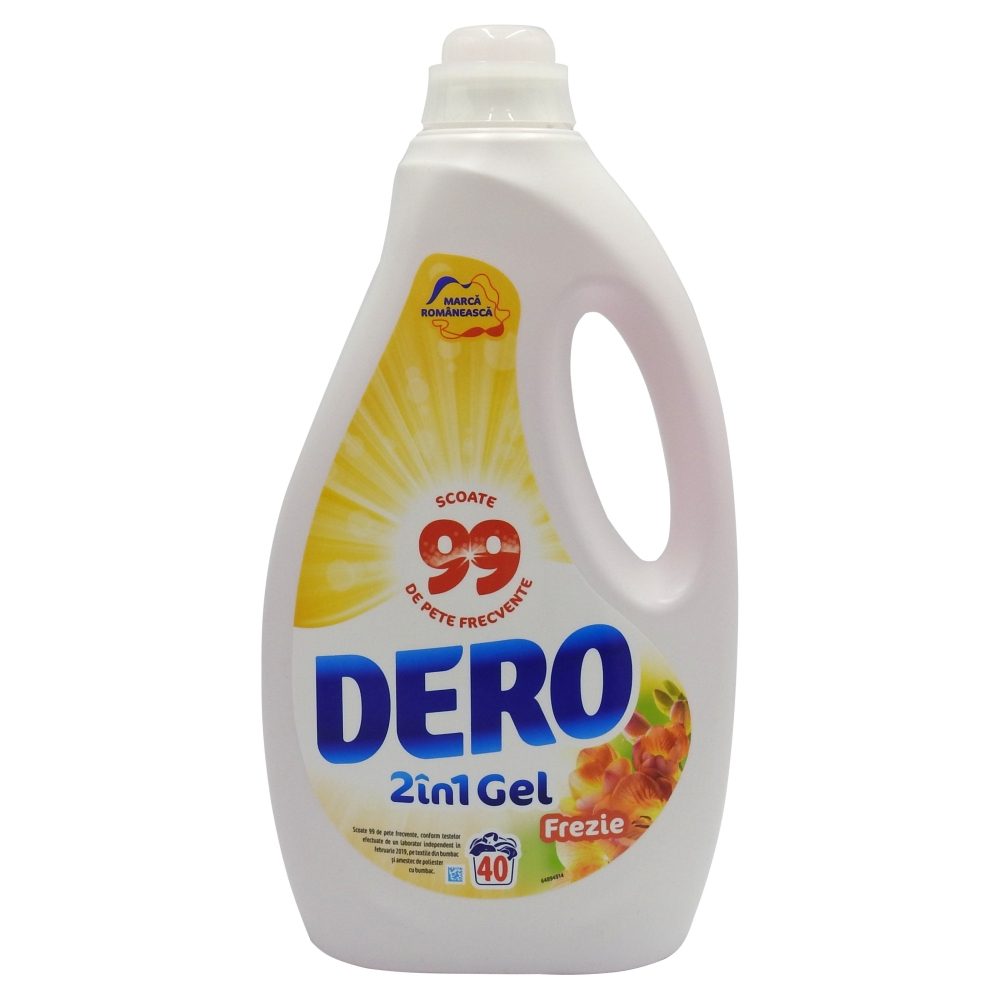 Dero Detergent Lichid 2in1, Parfum de Frezie și Flori de Tei, 40 Spălări, 2 L