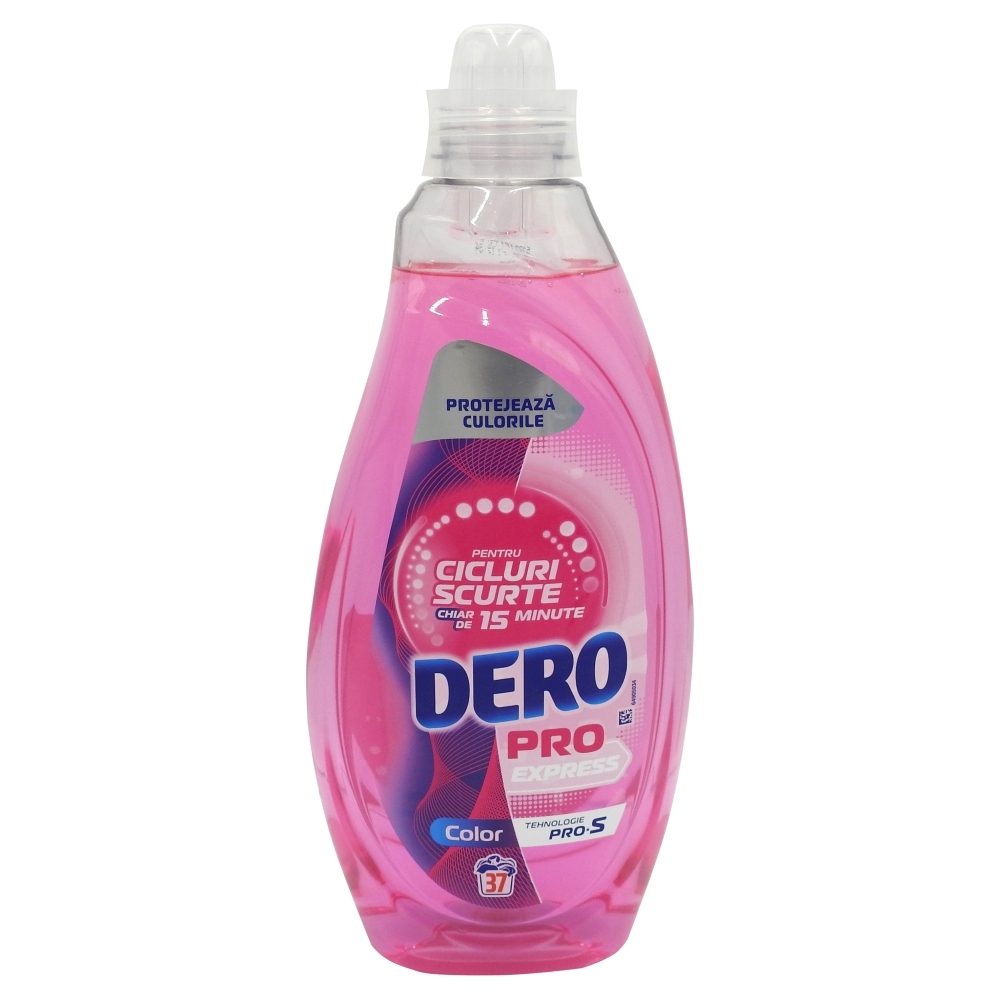 Detergent Lichid Dero Pro Express Color, Formula Activa Pentru Rufe Colorate, Gel Concentrat, 37 Spalari, 1.48 L
