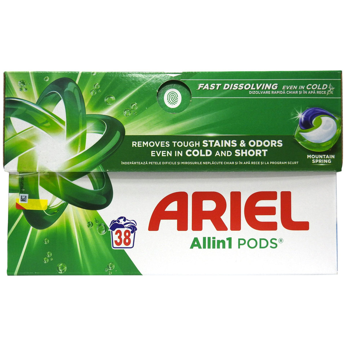 Ariel Allin1 Pods Mountain Spring, Detergent Capsule Pentru Rufe, Curățare Profundă și Prospețime, 38 Bucăți