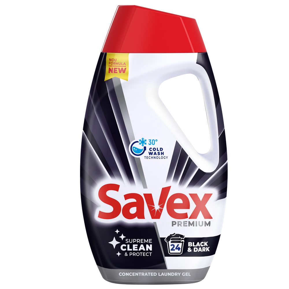 Savex Premium Black & Dark, Detergent Lichid Pentru Rufe Negre Si Inchise La Culoare, 27 Spalari, 1.08 L
