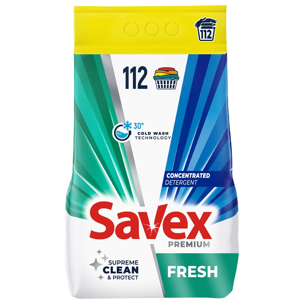 Savex Detergent Rufe Automat, Formula Fresh, Pudra, 112 Spalari, 9 kg