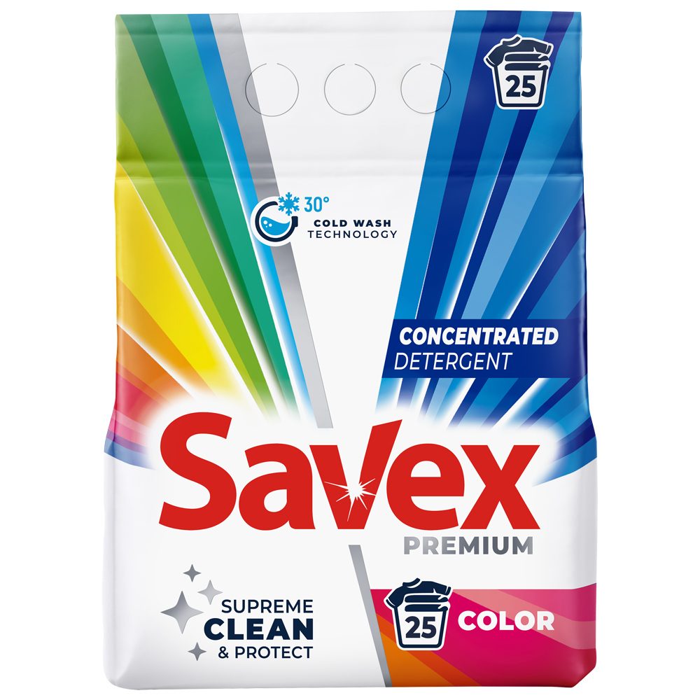 Savex Detergent Rufe Automat, Formula 2in1 Color, Protectie Culori, 2 kg, 20 Spalari