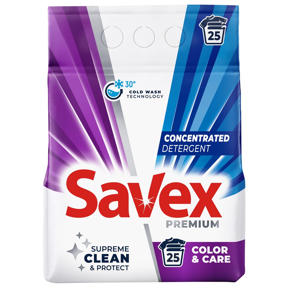 Savex Color & Care Brightness, Detergent de Rufe Automat, Formula pentru Protejarea Culorilor, 2 kg, 20 Spalari