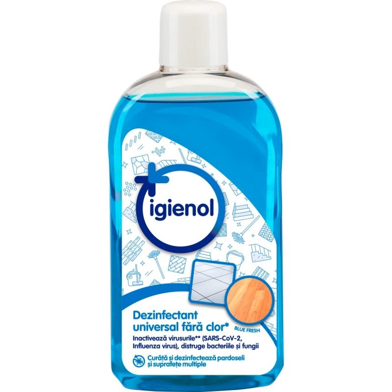 Igienol Universal Dezinfectant Fara Clor, Lichid Antibacterian Si Fungicid, Parfum Blue Fresh, Rezerva 1 L