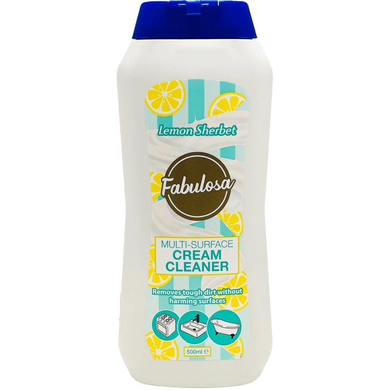 Fabulosa Crema Universala de Curatat, Parfum Lemon, Actiune Abraziva Delicata, Recipient cu Capac Dozator, 500 ml