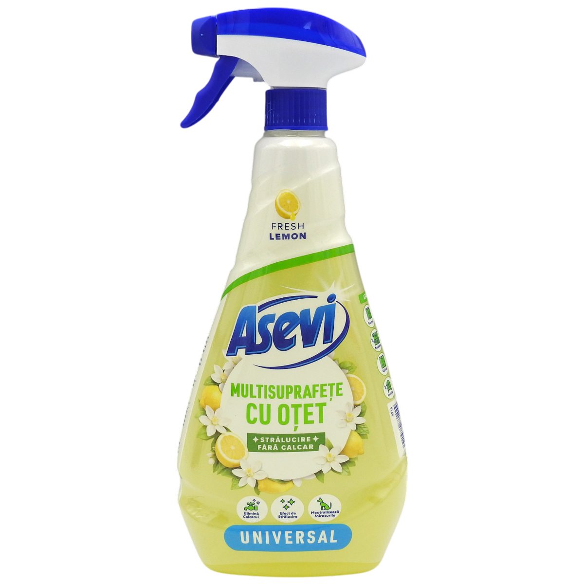 Asevi Soluție Curățare Multisuprafețe cu Oțet, Detergent Degresant, Igienizant, Recipient cu Pulverizator, 750 ml