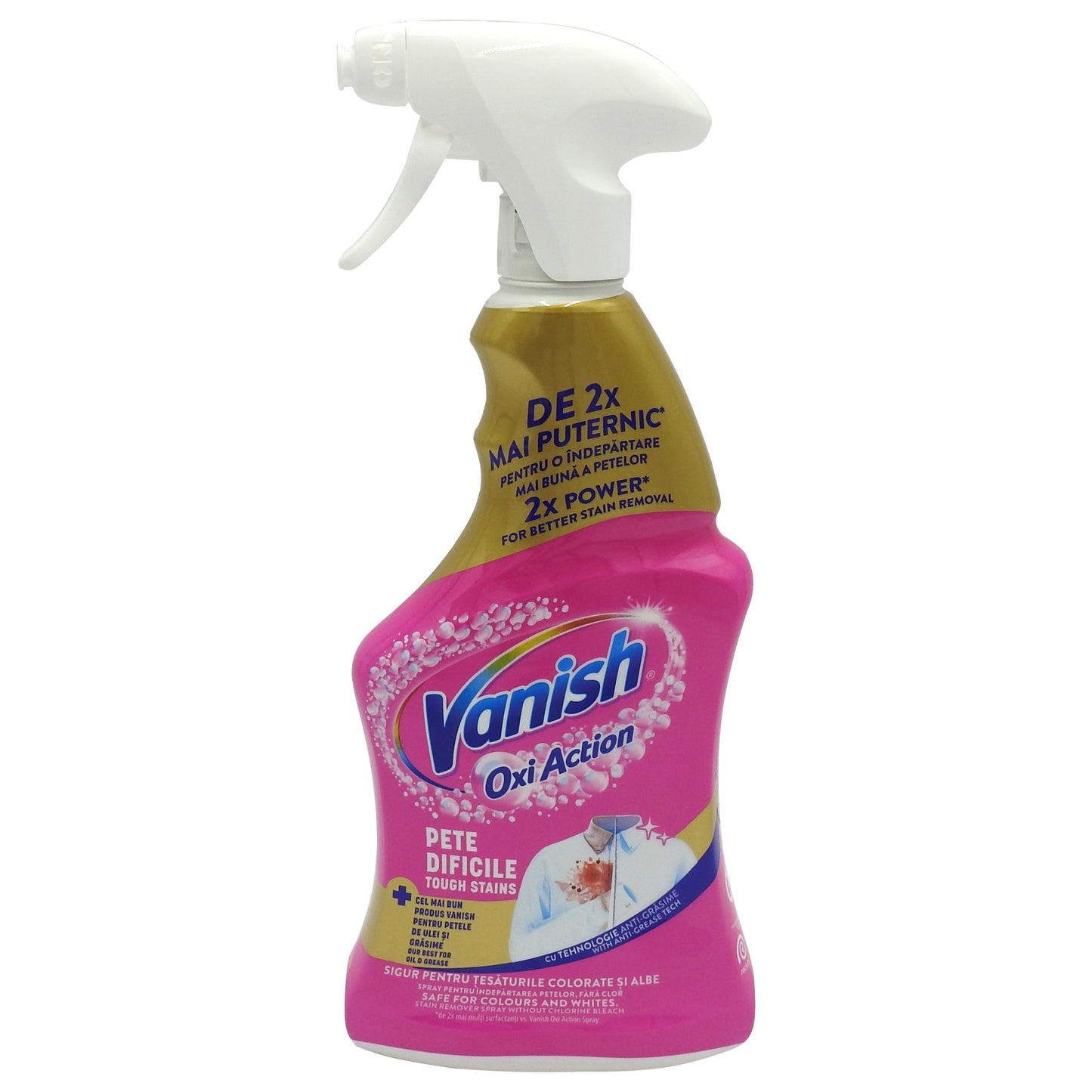 Vanish Spray Pentru Indepărtarea Petelor, Soluție Pre-Tratament Eficientă, Recipient Cu Pulverizator, Roz, 454 ml