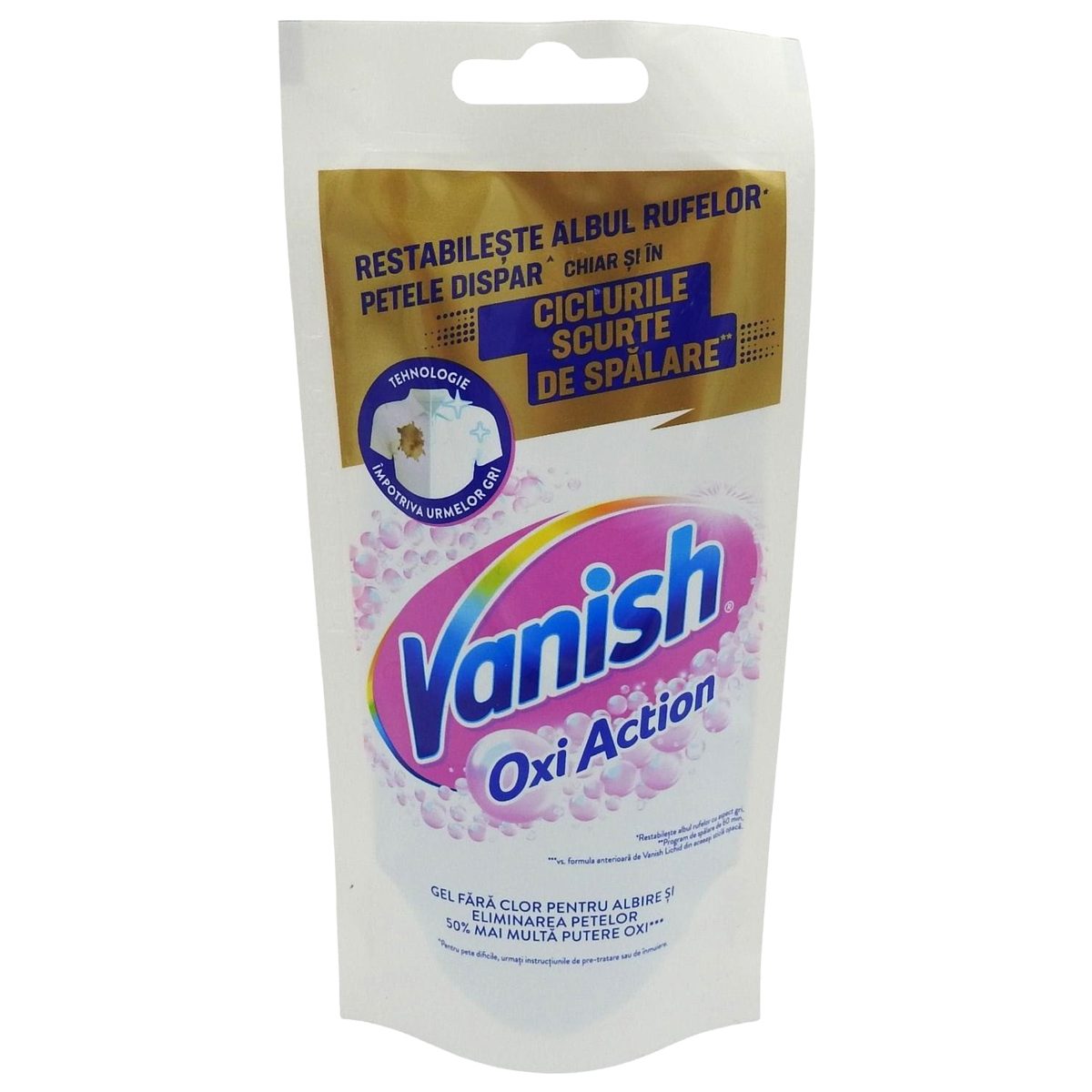 Vanish Gel Pete Solutie Indepartare Pete Haine Albe, Formula Fara Clor, 100 ml