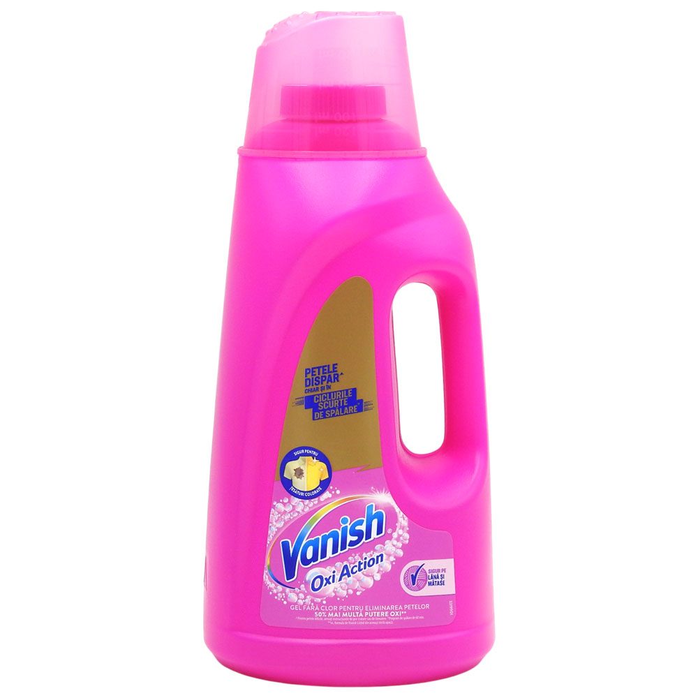 Vanish Gel Detergent Pete Pentru Rufe Colorate, Formula Activa Fara Clor, Eficient La Temperaturi Scazute, 2 L, Roz