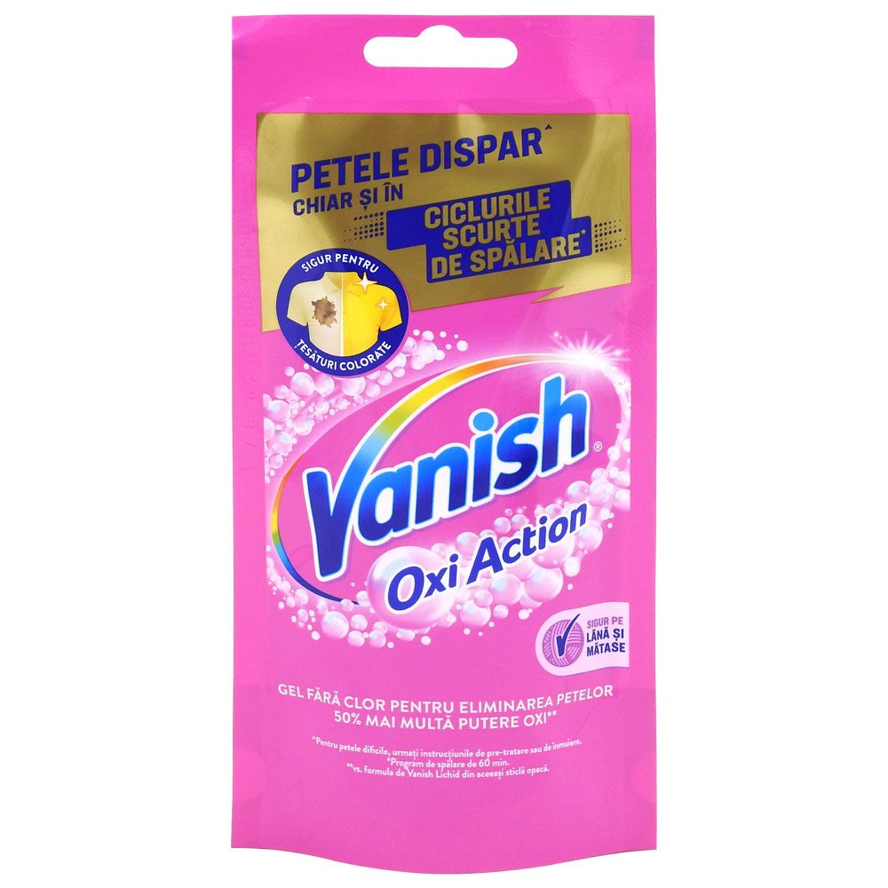 Vanish Gel Detartrant Și Soluție Îndepărtare Pete, Formulă Concentrată, Curățare Eficientă Țesături, 100 ml, Roz