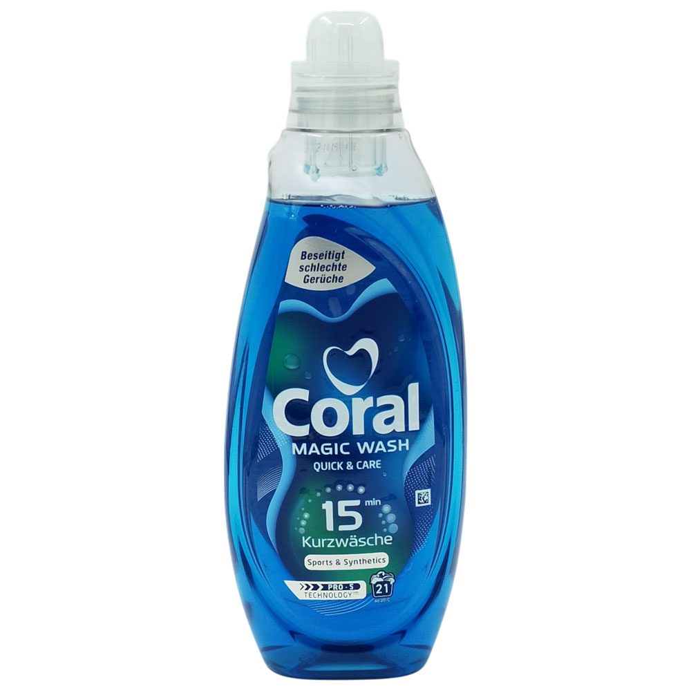 Detergent Lichid Coral Magic Wash, Formula Sport si Synthetics, Protectie Fibre Sintetice, Gel, 840 ml, 21 Spalari