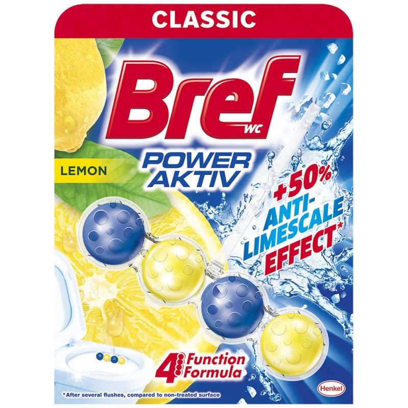 Bref Odorizant WC Power Aktiv, Bile Igienizante, Aromă de Lămâie, 50 g