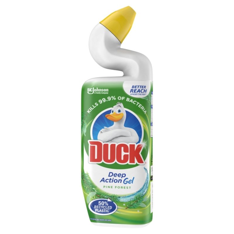 Duck Deep Action Gel, Detergent Igienizant pentru Toaletă, Formulă de Curățare sub Margine, Pin, 750 ml