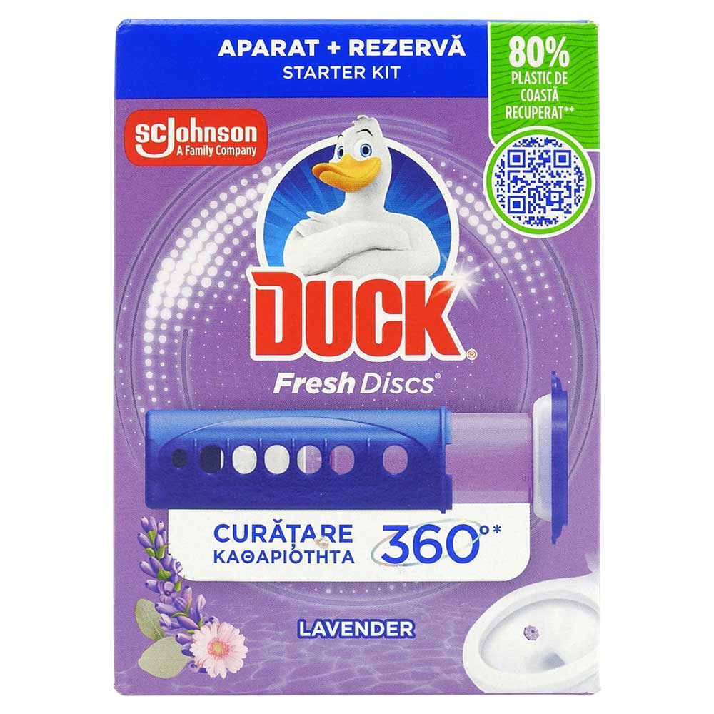 Duck Fresh Discs Aparat Curățare WC, Aplicator Gel Igienizant, Parfum Lavandă, 36 ml