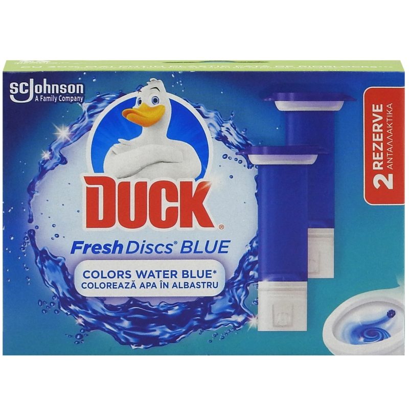 Duck Fresh Discs, Rezerva Aparat Curatare Toaleta, Actiune Dezinfectanta si Anti-Calcar, Parfum Blue, 2 x 36 ml