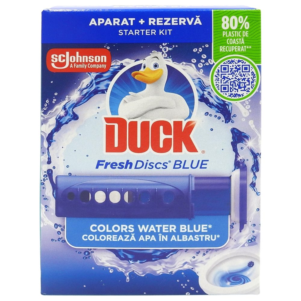 Duck Fresh Discs Aparat WC, Rezervă Gel Igienizant Cu Aplicator, Parfum Blue, 36 ml