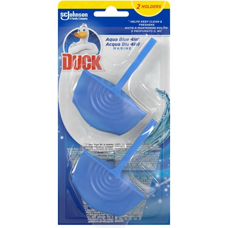 Duck Anitra Odorizant WC, Discuri Adezive Cu Gel, Efect Igienizant Si Proaspat, Parfum Aqua Blue Marine, 2 x 36 g
