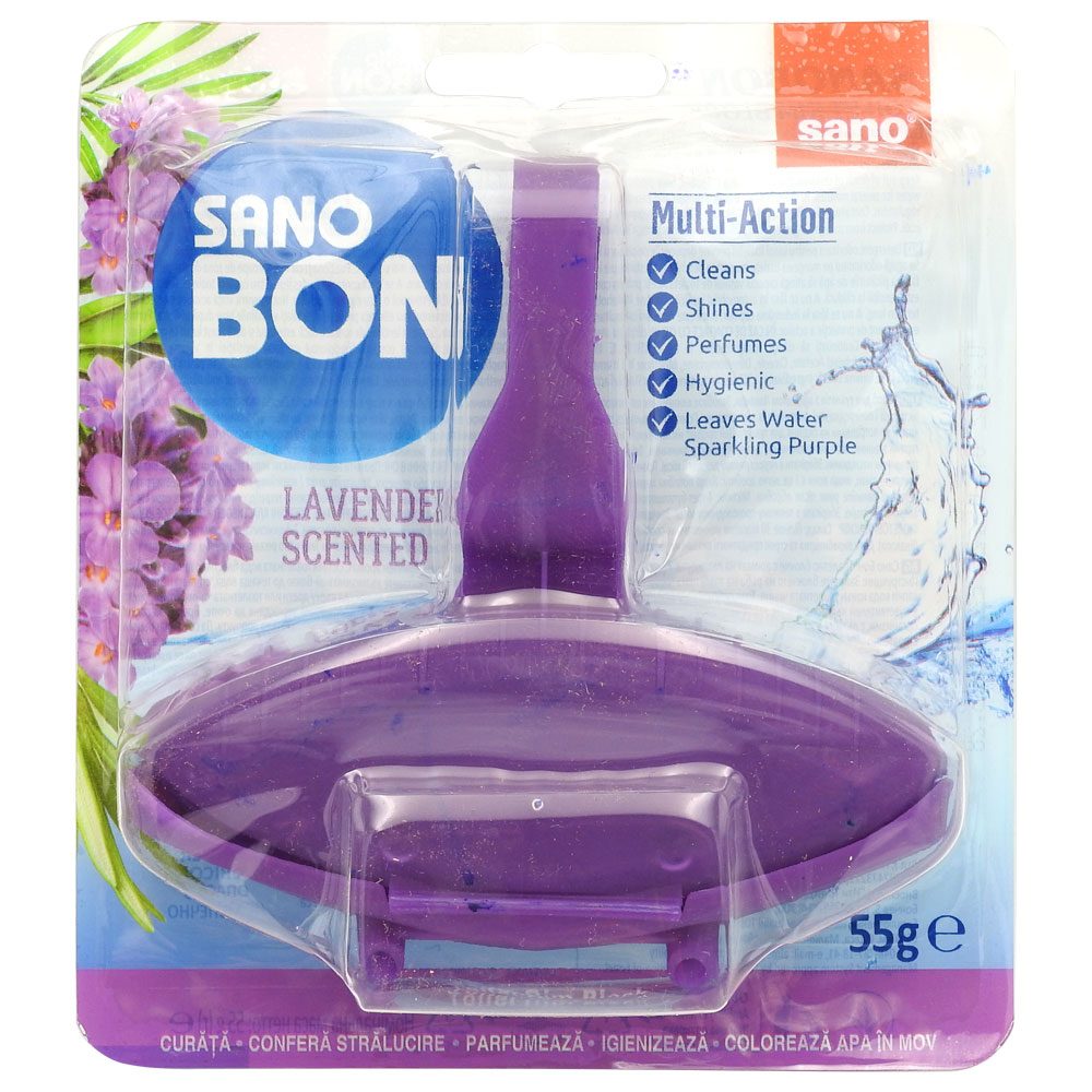 Sano Odorizant WC cu Parfum de Lavanda, Igienizeaza si Previne Calcarul, Solid, 55 g