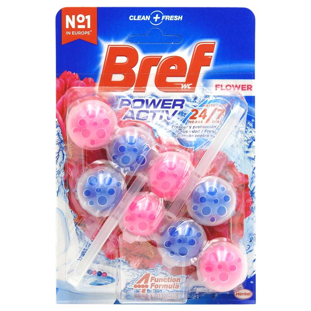 Bref Power Aktiv Odorizant WC, Bile Igienizante Cu Efect De Prospețime, Parfum Floral, Set 2 x 50 g