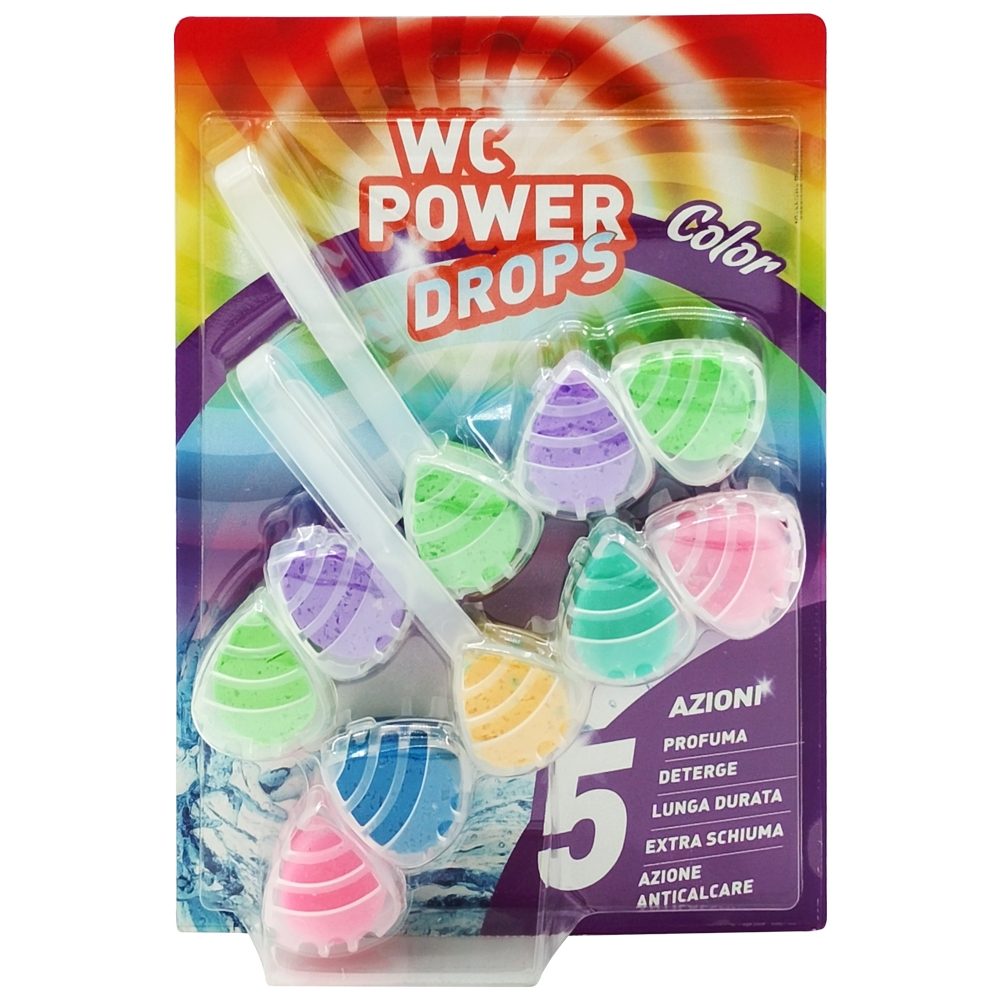 Odorizant WC Relevi Power Drops, Bile Igienizante cu Efect de Colorare a Apei, 2 x 55 g