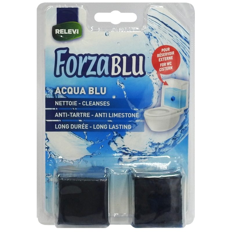 Odorizant WC Bazin Relevi Granforte, Tablete Curatare si Igienizare Apa Albastra, Actiune Dubla, 2 x 50 g