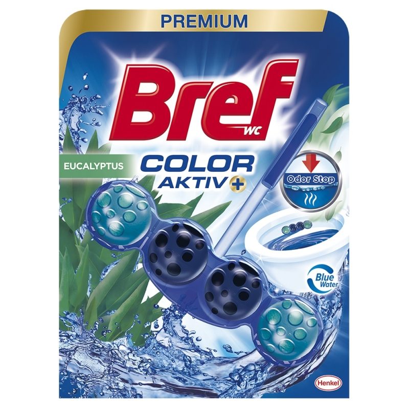Bref Color Aktiv Odorizant WC, Bile Curatare si Igienizare, Parfum Eucalipt, 50 g