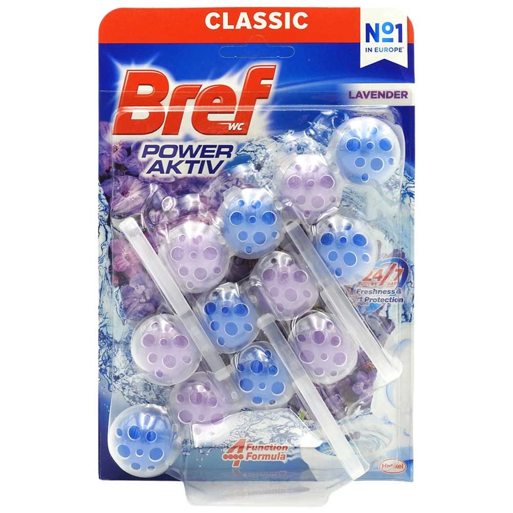 Bref Power Aktiv, Odorizant Pentru Vasul De Toaleta, Efect De Proaspatare Si Curatare, Parfum De Lavanda, 3 x 50 g