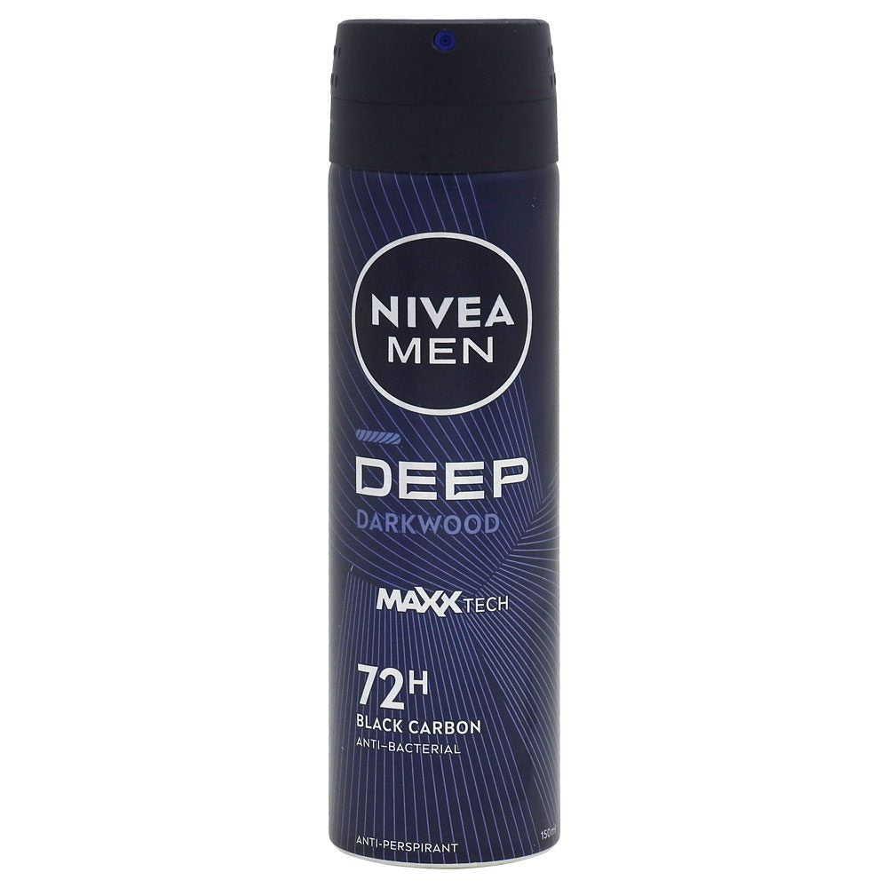 Nivea Men Deep, Deodorant Antiperspirant, Protectie Antibacteriana, Protectie 48h, Carbune Activ, 150 ml