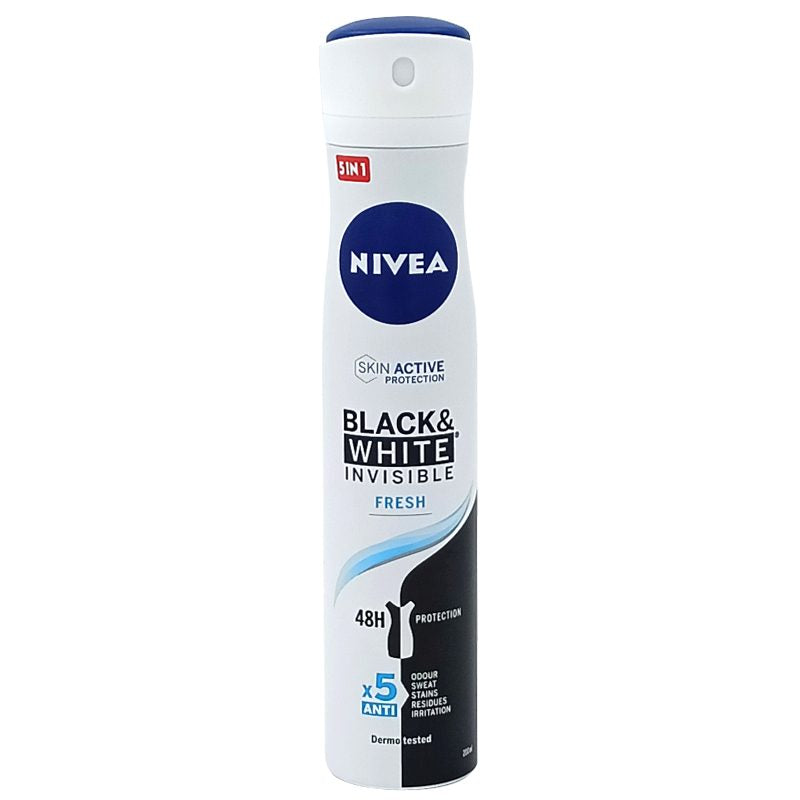 Nivea Men, Deodorant Antiperspirant Invisible for Black & White Fresh, Protectie Impotriva Petelor, Spray, 200 ml