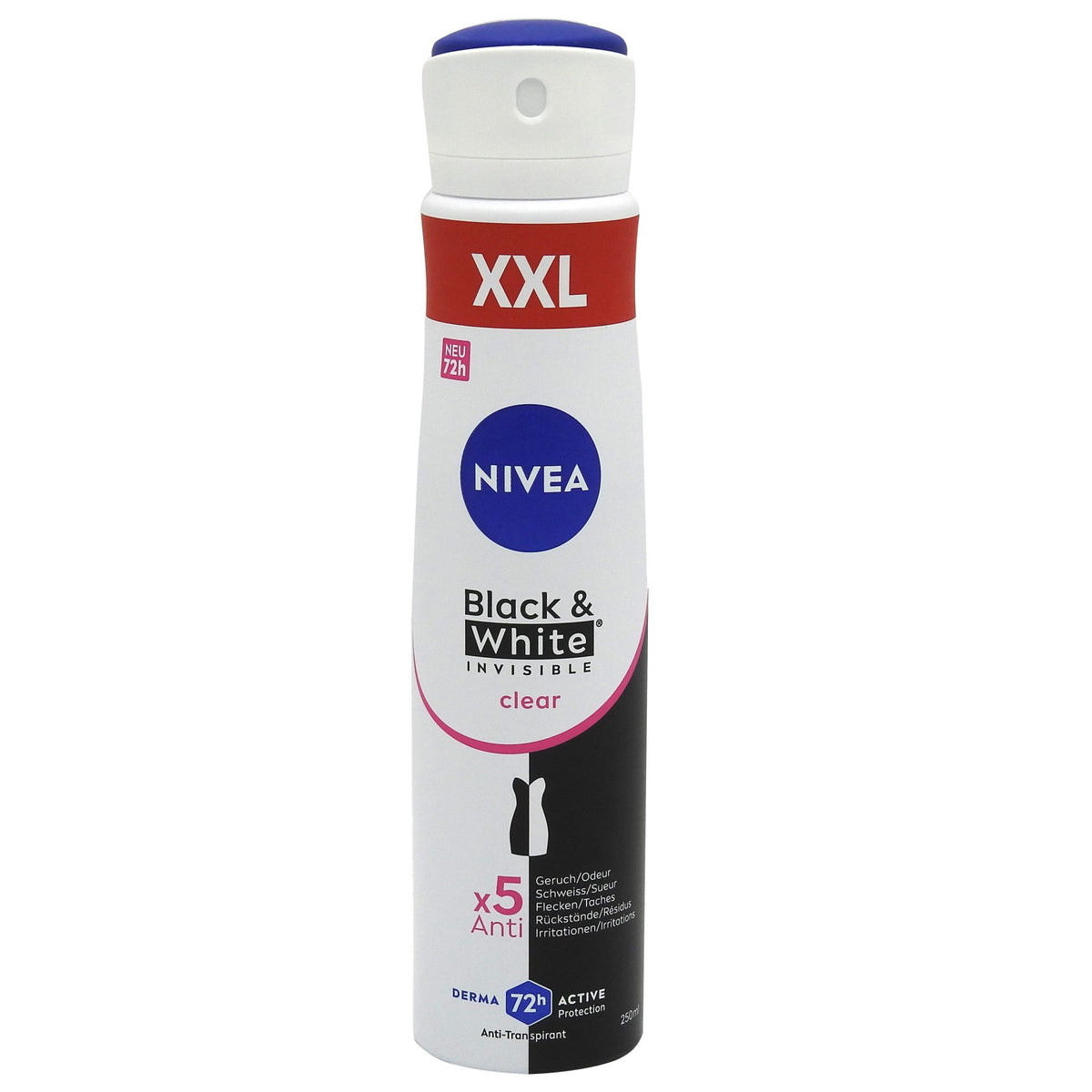 Nivea Men Invisible For Black & White Clear, Deodorant Antiperspirant Spray, Protectie 48 Ore, Anti-Pete Albe si Galbene, 250 ml