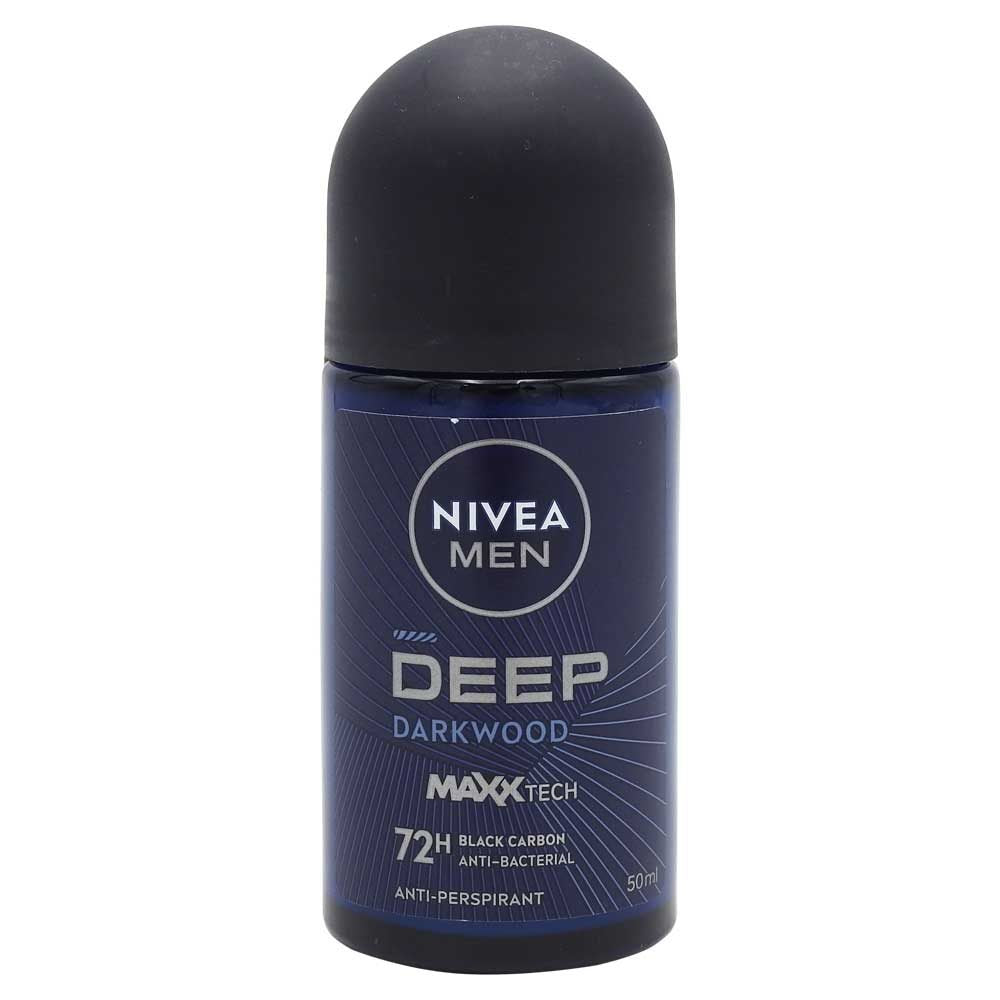 Nivea Men Deep Black Carbon Antiperspirant Roll-On, Protectie 72H, Senzatie Dry Feel, 50 ml