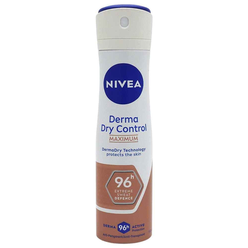 Nivea Derma Dry Control, Deodorant Antiperspirant Tip Spray, Protecție 96h, Îngrijire pentru Piele, 150 ml