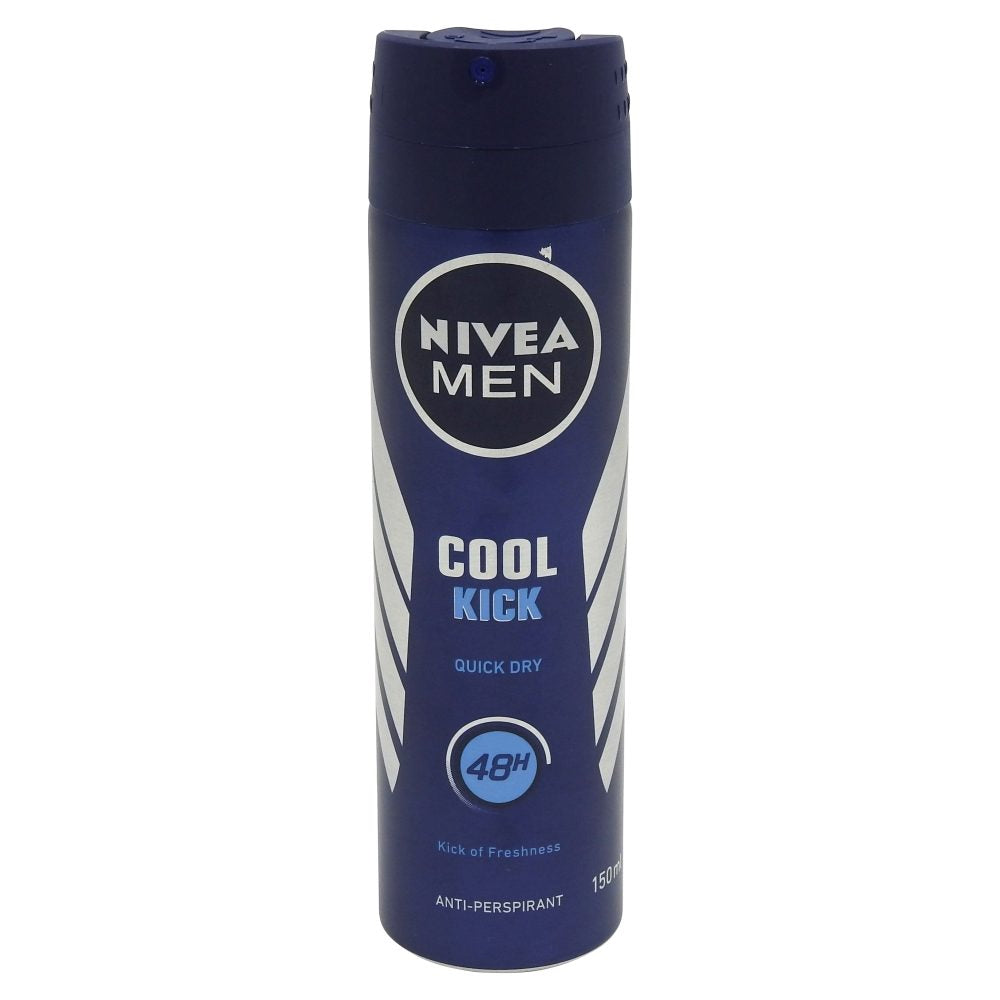 Nivea Men Cool Kick, Deodorant Antiperspirant Spray, Senzație de Prospețime Instantanee, Protecție 48 Ore, 150 ml