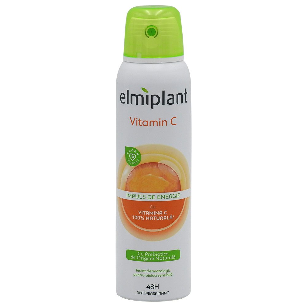 Elmiplant Deodorant Antiperspirant Spray, Vitamin C, Protectie 24 Ore, Revitalizant, 150 ml