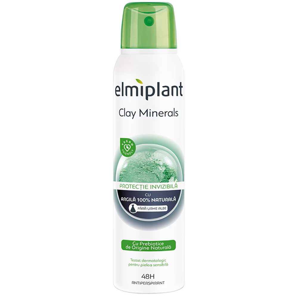 Elmiplant Deodorant Antiperspirant Spray, Clay Minerals, Protectie 24 Ore, Minerale Naturale din Argila, 150 ml