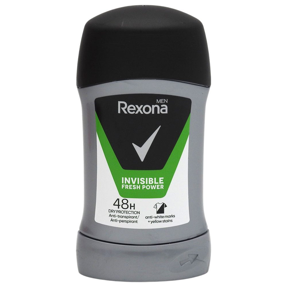 Antiperspirant Stick Rexona Men Invisible Fresh Power, Protectie Impotriva Petelor Albe si Galbene, Barbati, 50 ml