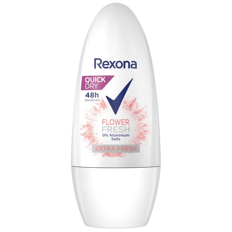 Rexona Flower Fresh, Antiperspirant Roll-On Pentru Femei, Protecție 48h, Parfum Floral, 50 ml
