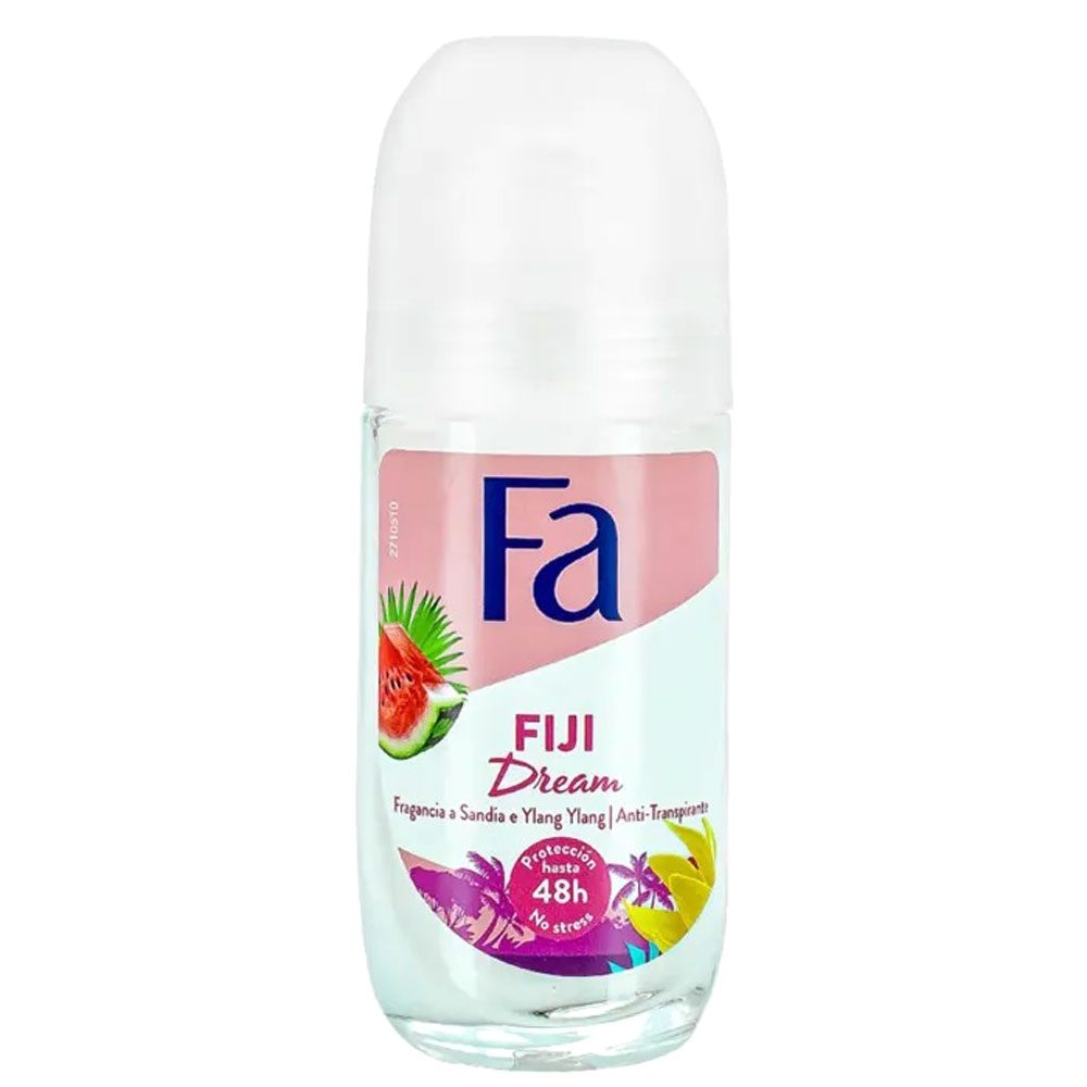 Fa Fiji Dream Antiperspirant Roll-On, Protectie impotriva Transpiratiei si Mirosurilor, Parfum de Pepene Verde si Floare de Ylang Ylang, Fara Alcool, 50 ml