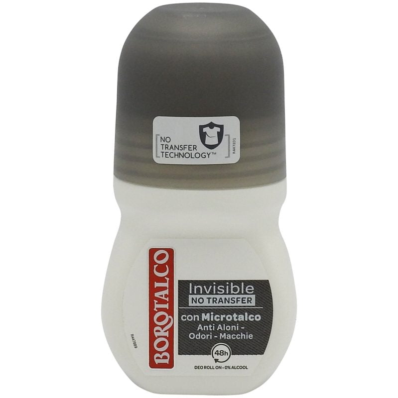 Deodorant Roll-On Borotalco Invisible, Protectie Antitranspiranta 48H, Tehnologie Anti-Pete, Fara Alcool, 50 ml