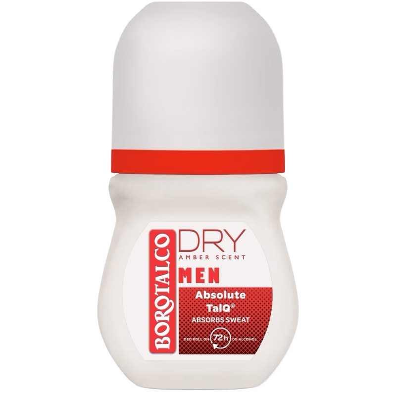Deodorant Roll-On Borotalco Men Dry, Protectie Antitranspiranta, Parfum Amber Scent, 50 ml