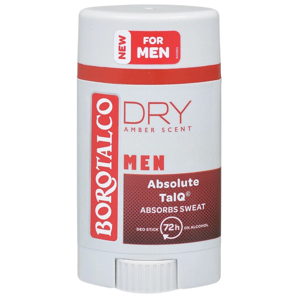 Antiperspirant Stick Borotalco Men Dry, Deodorant cu Parfum de Chihlimbar, Protectie Eficienta Impotriva Transpiratiei, 40 ml